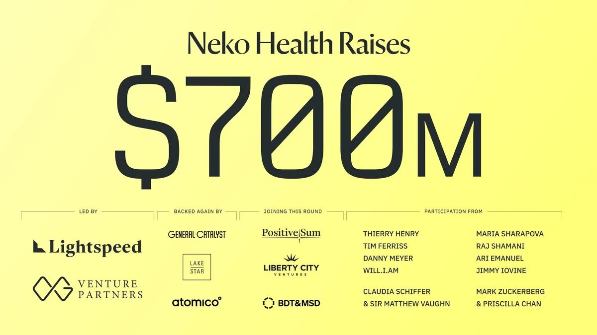 Neko Health Series C announcement showing a $700 million raise