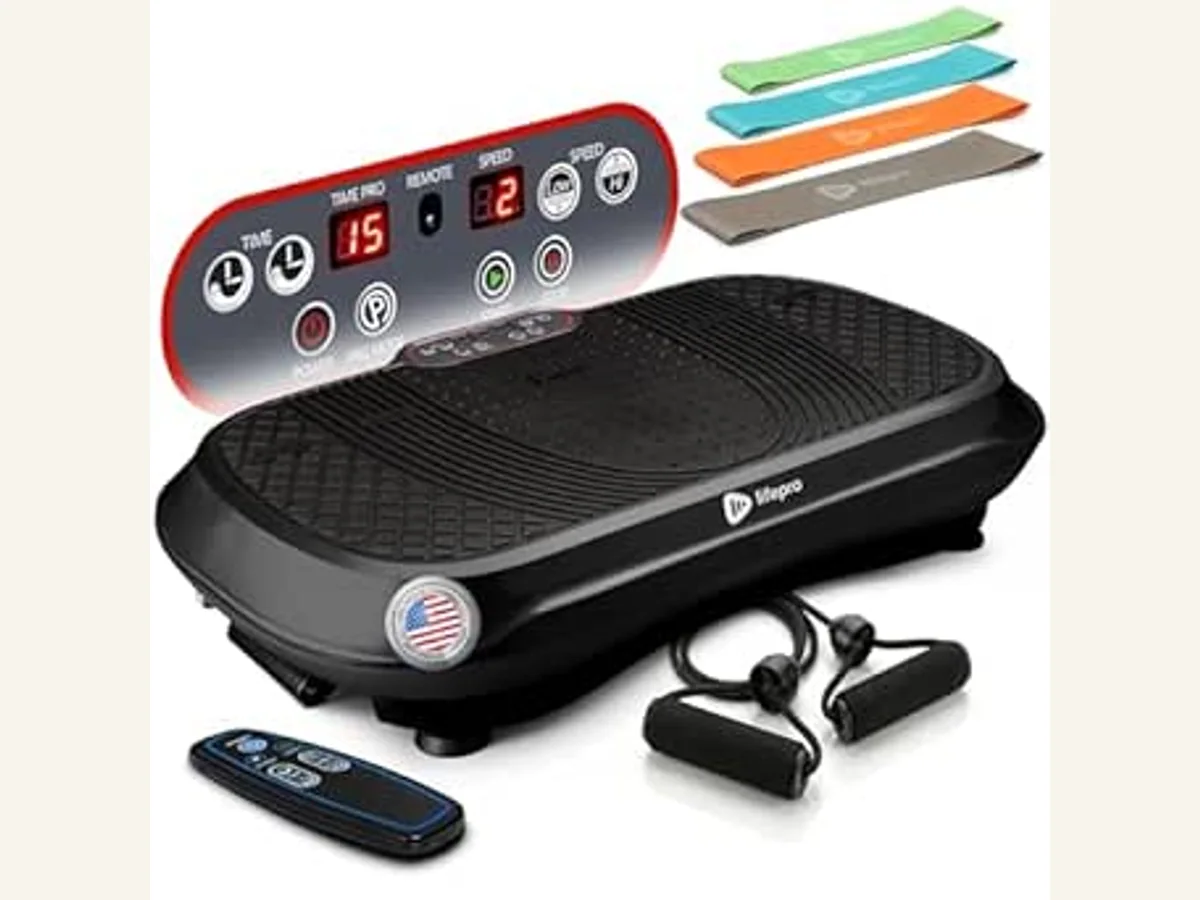 Budget oscillating vibration plate with remote and resistance bands